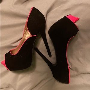 Hot Pink and Black Qupid Stilettos US size 8